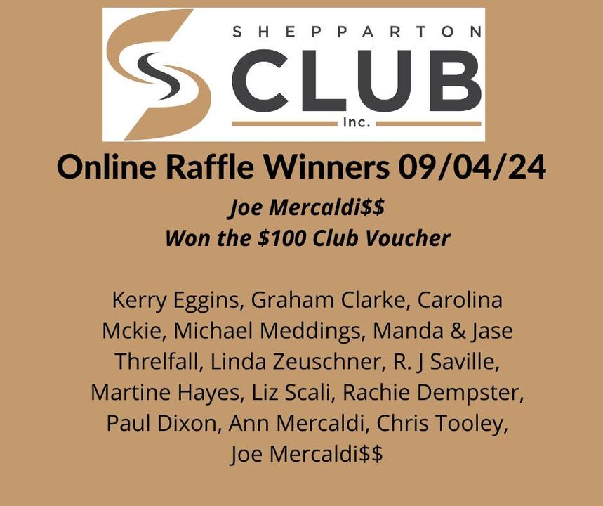 Featured image for “Congratulations to all our online Raffle winners from Last night.”