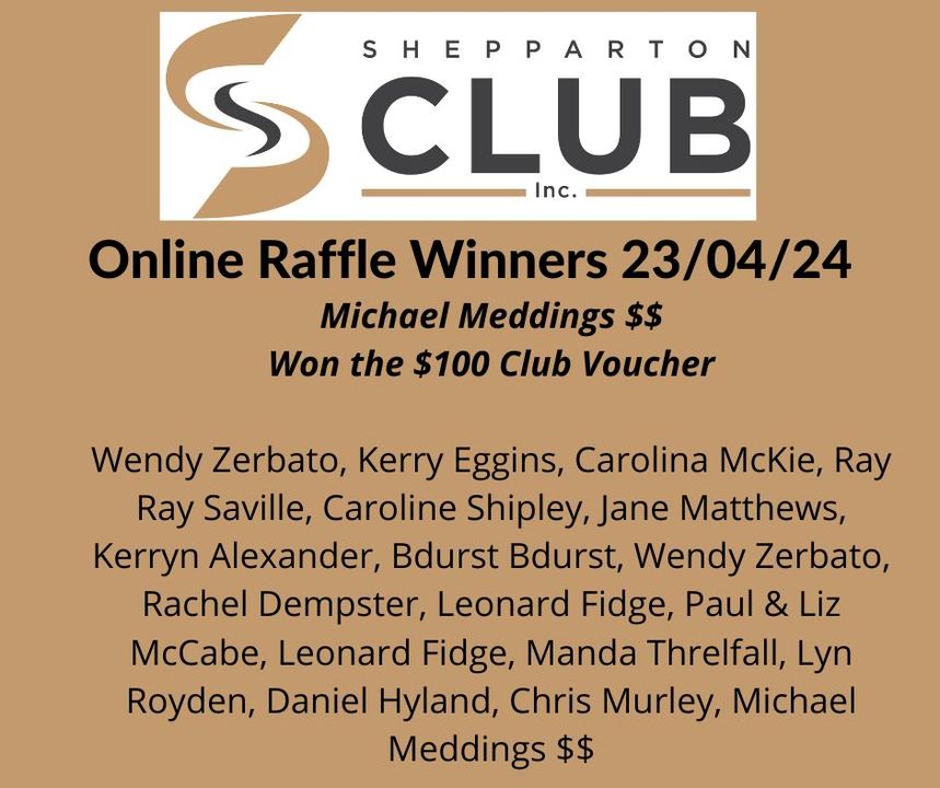Featured image for “Congratulations to all our online Raffle winners from Last night. Remember to call into the club to pick up or contact reception on 0358314488 from 9am.”