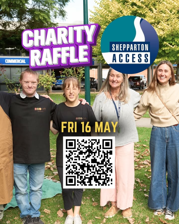 Featured image for “Please join us for our next Charity Raffle—held Friday, 16th May! This month, we are raising funds for Shepparton Access”