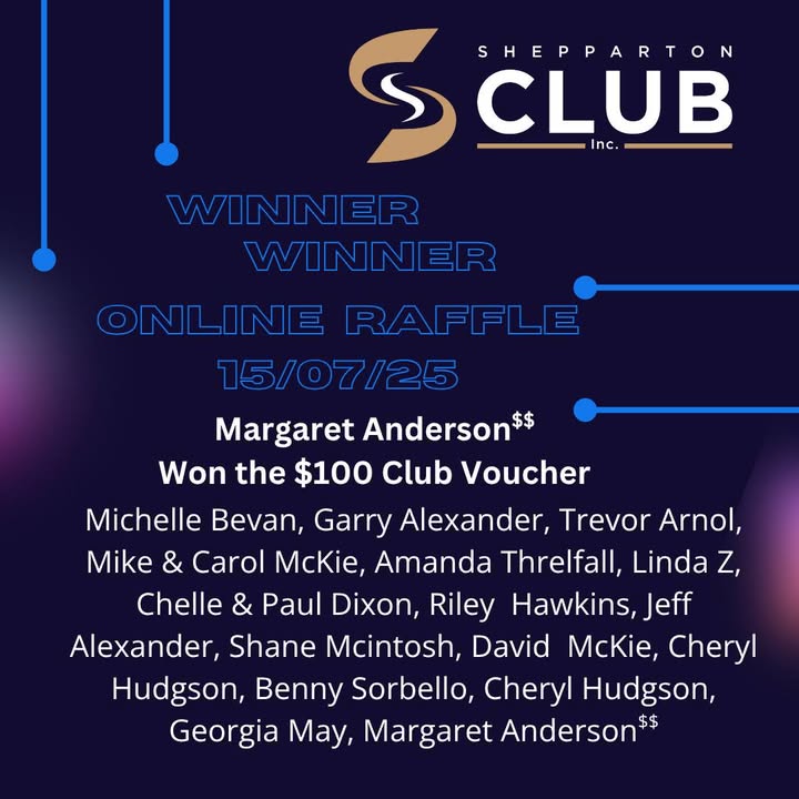 Featured image for “Club Raffle Winners: Margaret Anderson Scoops $100 Club Voucher at Shepparton Club”
