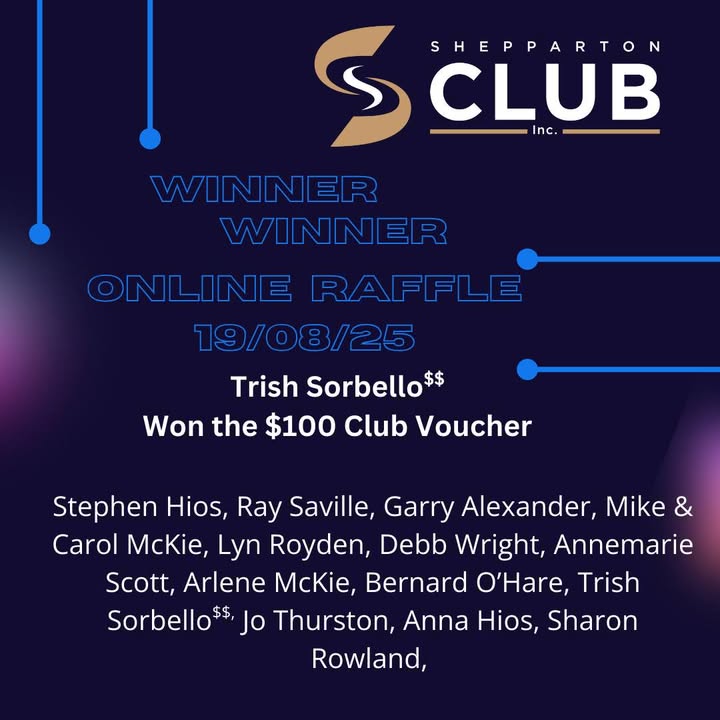 Featured image for “Club Raffle Winners: Trish Sorbello Wins $100 Club Voucher at Shepparton Club”