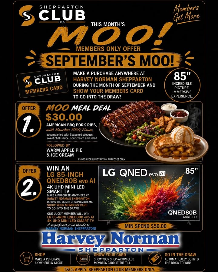 Featured image for “Win an LG 85-Inch TV with Your Shepparton Club Membership”