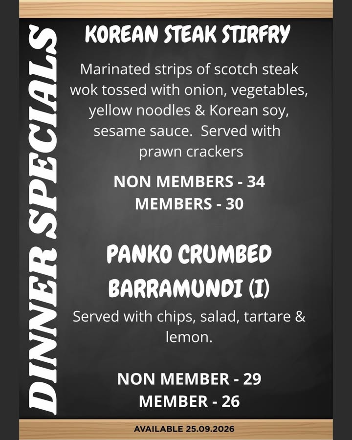 Featured image for “Friday Dinner Specials at Shepparton Club This Week”