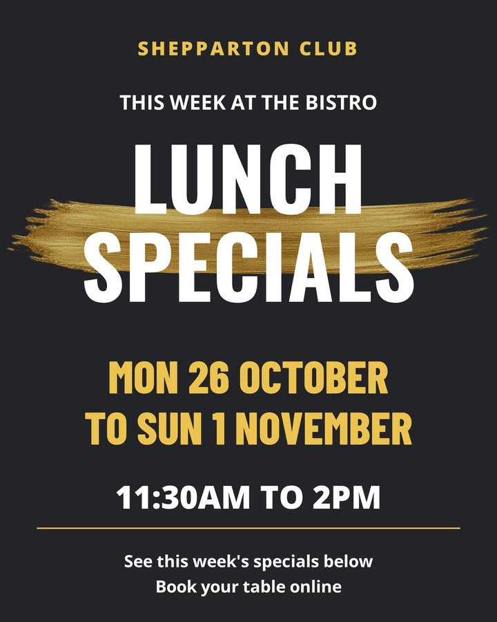 Featured image for “Lunch Specials at Shepparton Club: 26 Oct – 1 Nov”